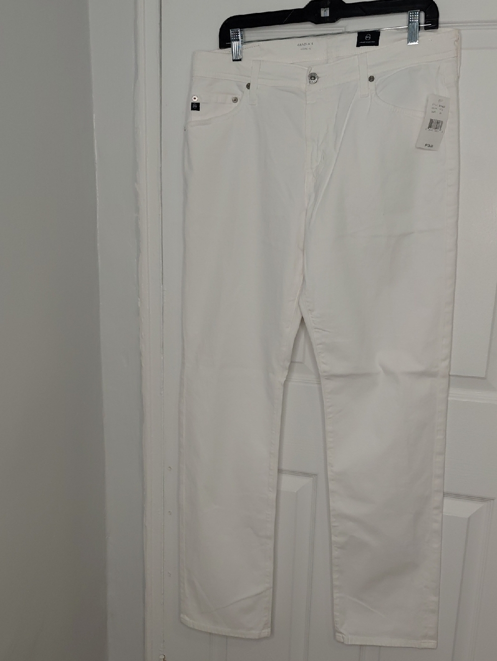 AG Adriano Goldschmied Men's White Straight Jeans